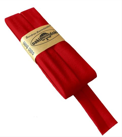 Oaki Doki Schrägband / Einfassband Tricot de Luxe Jersey gefalzt 3m x 20mm 620-Rot 620-Rot