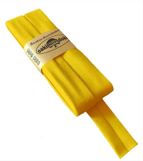 Oaki Doki Schrägband / Einfassband Tricot de Luxe Jersey gefalzt 3m x 20mm 712-Gelb 712-Gelb