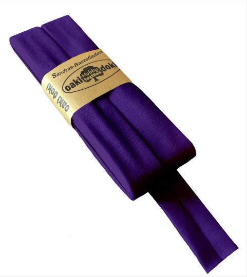 Oaki Doki Schrägband / Einfassband Tricot de Luxe Jersey gefalzt 3m x 20mm 947-Lila 947-Lila