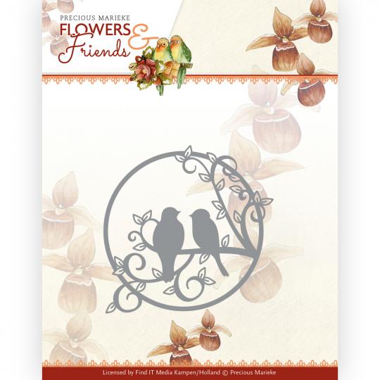 Stanzschablone - Precious Marieke - Flowers and Friends - Kreis mit Vögeln 