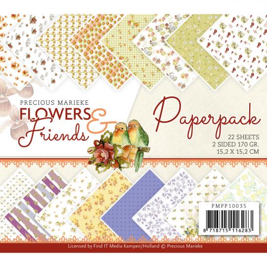 Paperpack - 15,2 x 15,2cm - Precious Marieke – Flowers and Friends – 170gr - 