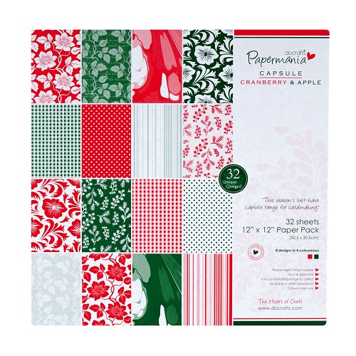 Paper Pack - Capsule (32 Blatt) Cranberry & Apfel – 30,5 x 30,5 cm – 160gr 