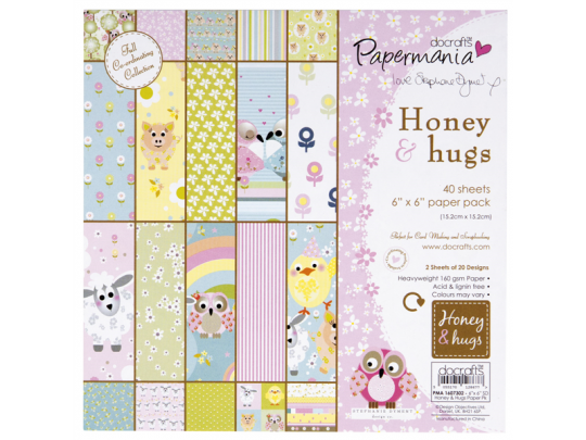 Papermania 15x15cm Paperpack 160gsm - honey & hugs by stephanie dyment (40pk) 