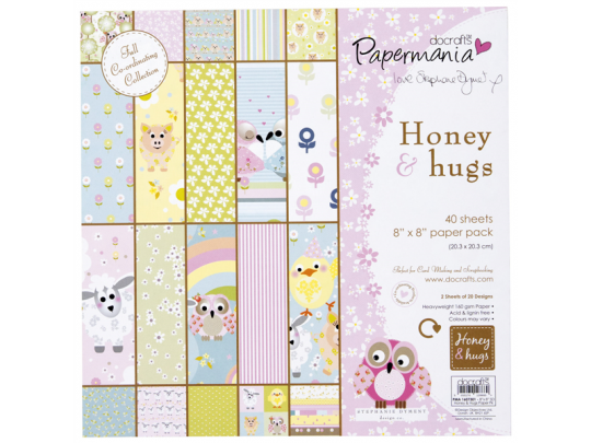 Papermania 8x8 paper pack 160gsm - honey & hugs by stephanie dyment (40pk) 