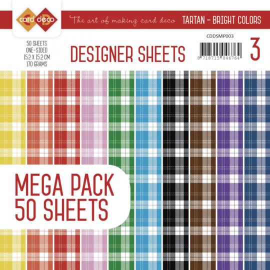 Paperpack - 15,2 x 15,2cm - Designer Sheets – Karo - 170gr - 50 Blatt 