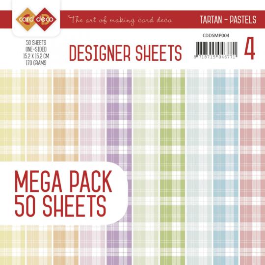 Paperpack - 15,2 x 15,2cm - Designer Sheets – Karo Pastell - 170gr - 50 Blatt 
