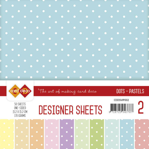 Paperpack - 15,2 x 15,2cm - Designer Sheets – Punkte Pastell - 170gr - 50 Blatt 