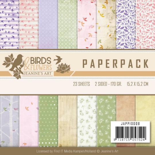 Paperpack - 15,2 x 15,2cm - Jeanines Art - Birds and Flowers – 170gr - 