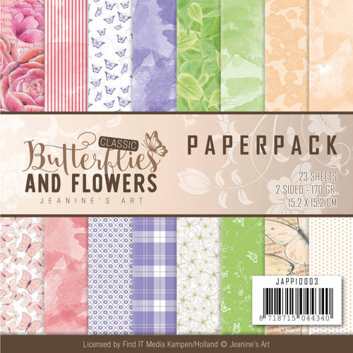 Paperpack - 15,2 x 15,2cm - Jeanines Art - Butterflies and Flowers – 170gr - 