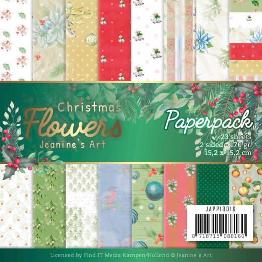 Paperpack - 15,2 x 15,2cm - Jeanines Art - Christmas Flowers – 170gr - 