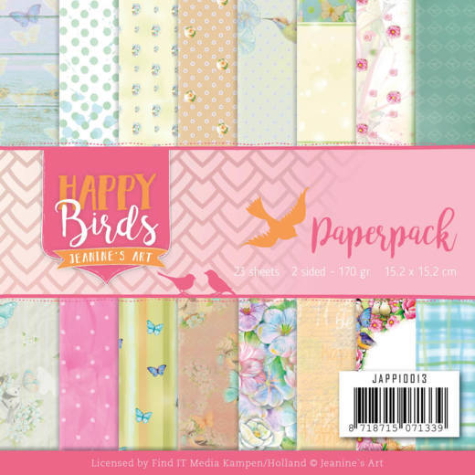 Paperpack - 15,2 x 15,2cm - Jeanines Art - Happy Birds – 170gr - 