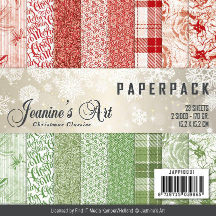 Paperpack - 15,2 x 15,2cm - Jeaninnes Art - Christmas Classics – 170gr - 