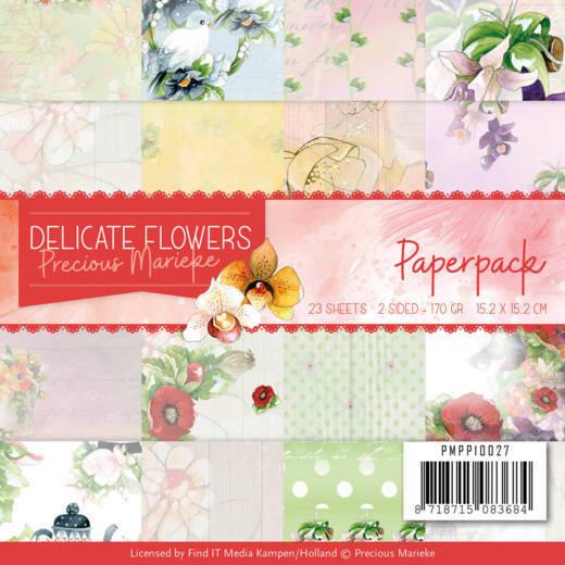 Paperpack - 15,2 x 15,2cm - Precious Marieke – Delicate Flowers – 170gr - 