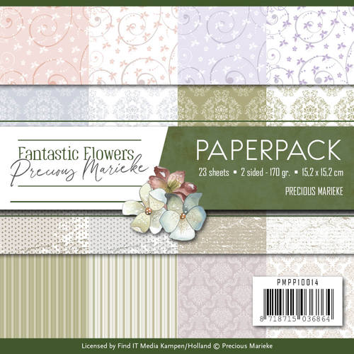 Paperpack - 15,2 x 15,2cm - Precious Marieke – Fantastic Flowers – 170gr - 