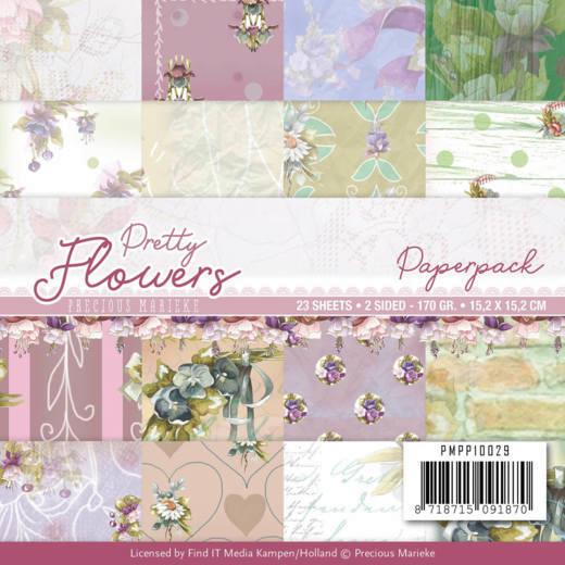 Paperpack - 15,2 x 15,2cm - Precious Marieke – Pretty Flowers – 170gr - 
