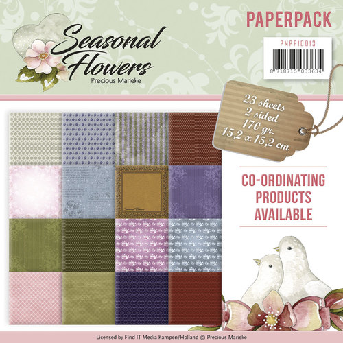 Paperpack - 15,2 x 15,2cm - Precious Marieke – Seasonal Flowers – 170gr - 