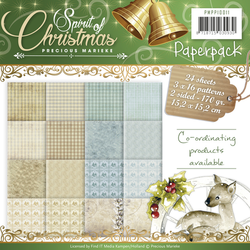 Paperpack - 15,2 x 15,2cm - Precious Marieke – Spirit of Christmas – 170gr - 