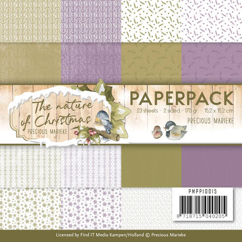 Paperpack - 15,2 x 15,2cm - Precious Marieke – The Nature of Christmas – 170gr - 