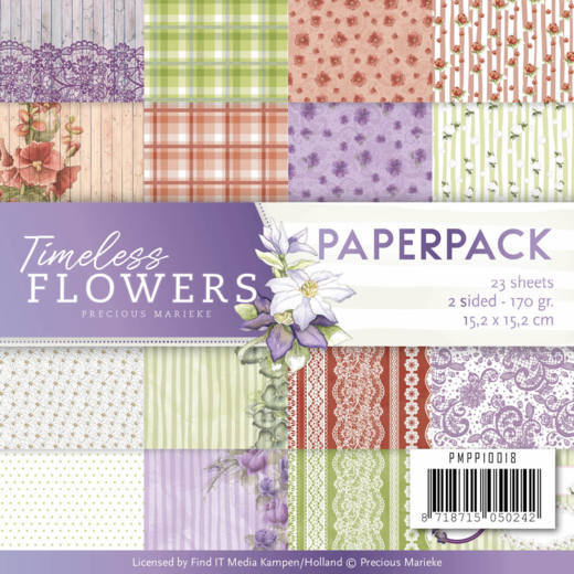 Paperpack - 15,2 x 15,2cm - Precious Marieke – Timeless Flowers – 170gr - 