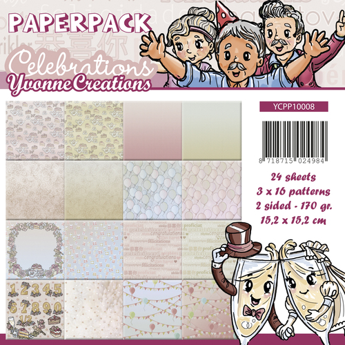 Paperpack - 15,2 x 15,2cm - Yvonne Creations - Celebrations – 170gr - 
