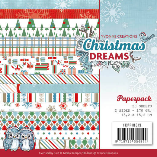 Paperpack - 15,2 x 15,2cm - Yvonne Creations - Christmas Dreams – 170gr - 
