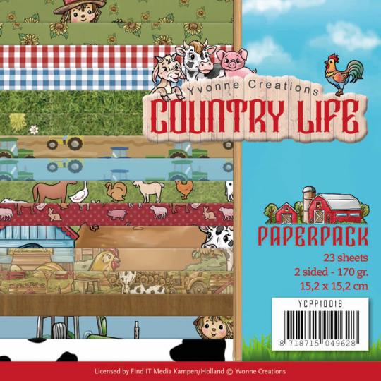 Paperpack - 15,2 x 15,2cm - Yvonne Creations - Country Life – 170gr - 