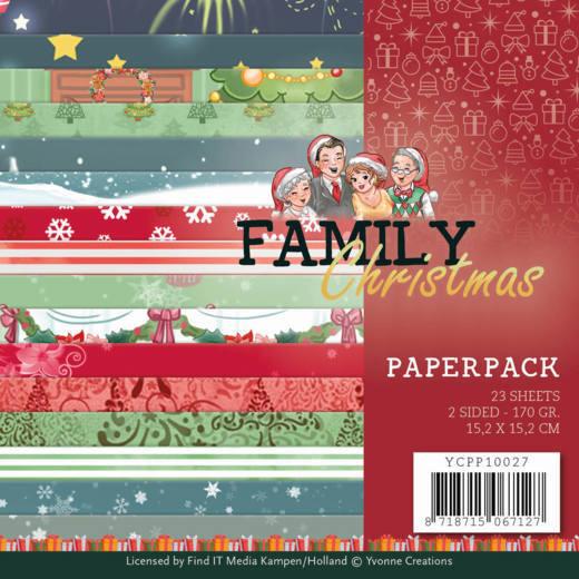 Paperpack - 15,2 x 15,2cm - Yvonne Creations - Family Christmas – 170gr - 