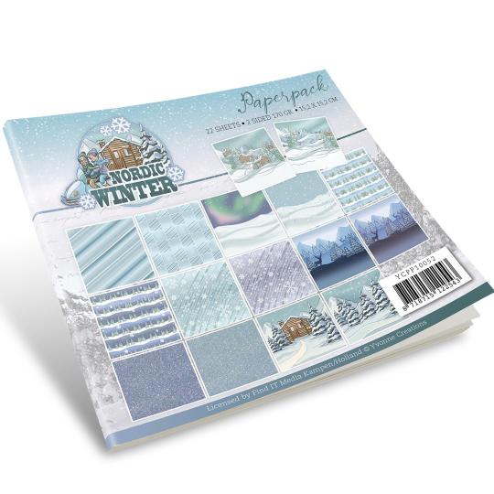 Paperpack - 15,2 x 15,2cm - Yvonne Creations - Funky Nanna – Nordic Winter – 170gr - 