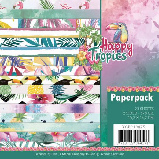 Paperpack - 15,2 x 15,2cm - Yvonne Creations - Happy tropics – 170gr - 