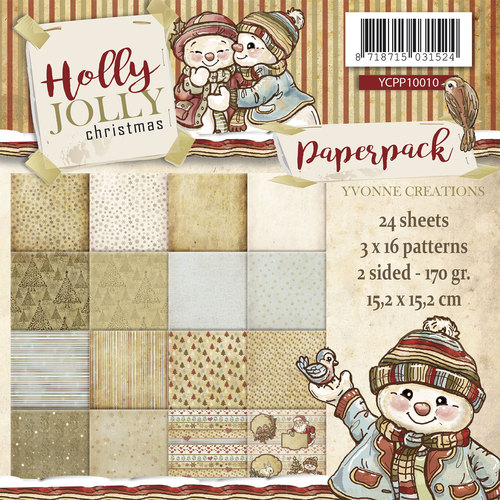 Paperpack - 15,2 x 15,2cm - Yvonne Creations -Holly Jolly – 170gr - 