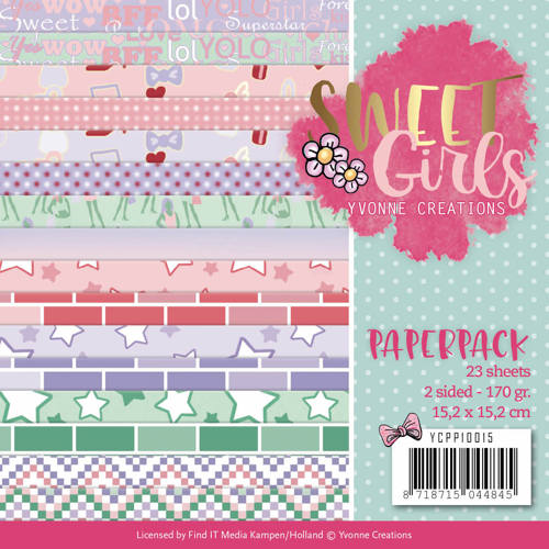 Paperpack - 15,2 x 15,2cm - Yvonne Creations - Sweet Girls – 170gr - 