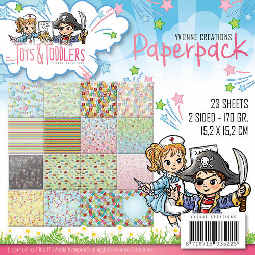 Paperpack - 15,2 x 15,2cm - Yvonne Creations -Tots and Toddlers – 170gr - 