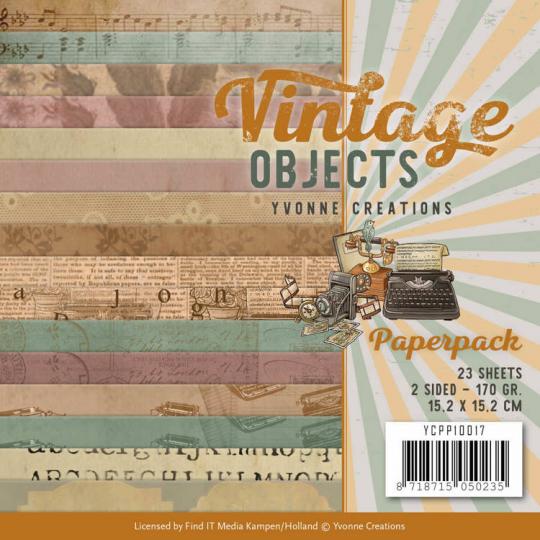 Paperpack - 15,2 x 15,2cm - Yvonne Creations - Vintage Objects – 170gr - 