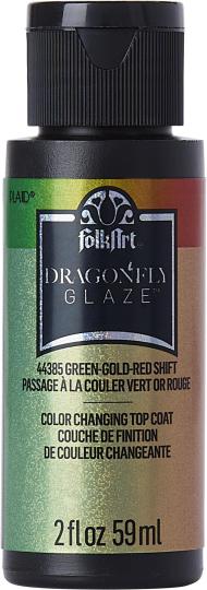 Plaid Folkart - Dragonfly Glaze Glitzer Lack - 59ml Green-Gold-Red Shift / Grün-Gold-Rot Green-Gold-Red Shift / Grün-Gold-Rot