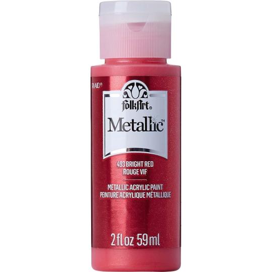 Plaid Folkart - Metallic Premium Acrylfarbe - 59ml Bright Red / Hellrot Bright Red / Hellrot