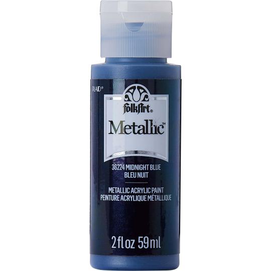 Plaid Folkart - Metallic Premium Acrylfarbe - 59ml Midnight Blue / Nachtblau Midnight Blue / Nachtblau