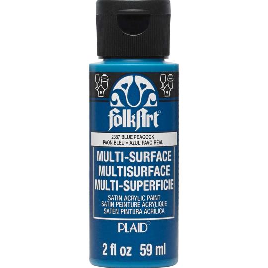 Plaid Folkart - Multi-Surface Satin Acrylfarbe - 59ml blue peacock / Pfauen Blau blue peacock / Pfauen Blau