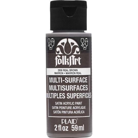 Plaid Folkart - Multi-Surface Satin Acrylfarbe - 59ml real brown / Braun real brown / Braun