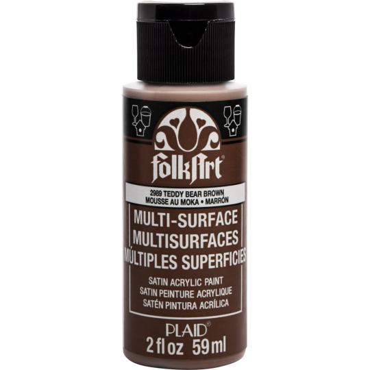 Plaid Folkart - Multi-Surface Satin Acrylfarbe - 59ml teddy bear brown / Teddybär braun teddy bear brown / Teddybär braun