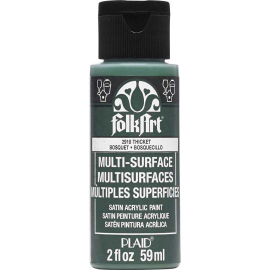 Plaid Folkart - Multi-Surface Satin Acrylfarbe - 59ml thicket / Dunkelgrün thicket / Dunkelgrün