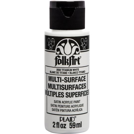 Plaid Folkart - Multi-Surface Satin Acrylfarbe - 59ml titanium white / Titanweiß titanium white / Titanweiß