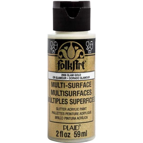 Plaid Folkart - Multi-Surface Spezial Acrylfarbe - 59ml Glitter Glam Gold Glitter Glam Gold