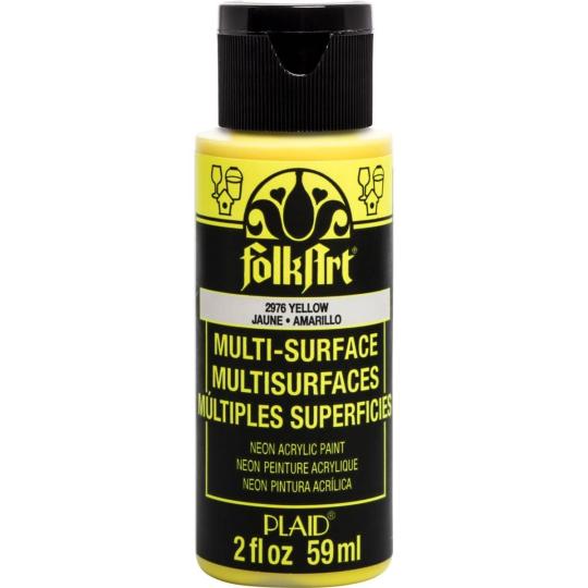 Plaid Folkart - Multi-Surface Spezial Acrylfarbe - 59ml Neon Glow Gelb Neon Glow Gelb