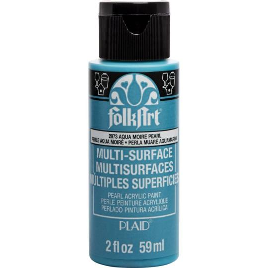 Plaid Folkart - Multi-Surface Spezial Acrylfarbe - 59ml Pearl Aqua Moire Pearl Aqua Moire