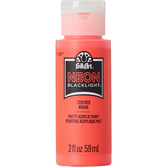 Plaid Folkart - Neon Blacklight Acrylfarbe - 59ml Red / Rot Red / Rot