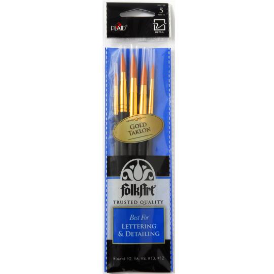Plaid Folkart Premium Pinsel - Lettering and Detail Set 5tlg 