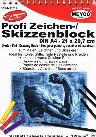 Profi Zeichen-/ Skizzenblock A4 50 Blatt 120g 