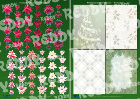 Reddycards 3D-Stanzbogen Set für Streublümchen, Weihnachtssterne, grün 
