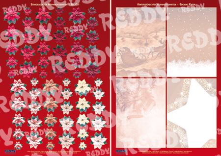Reddycards 3D-Stanzbogen Set für Streublümchen, Weihnachtssterne, rot 