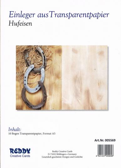 Reddycards Einleger Transparentpapier - Hufeisen - 10 Blatt DIN A5 